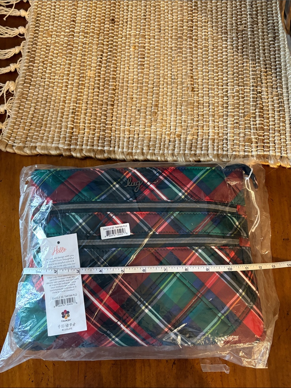 lug Dazxle Tartan Triple-Zip Cosmetic Pouch - Red Green Black NWT - Picture 9 of 10